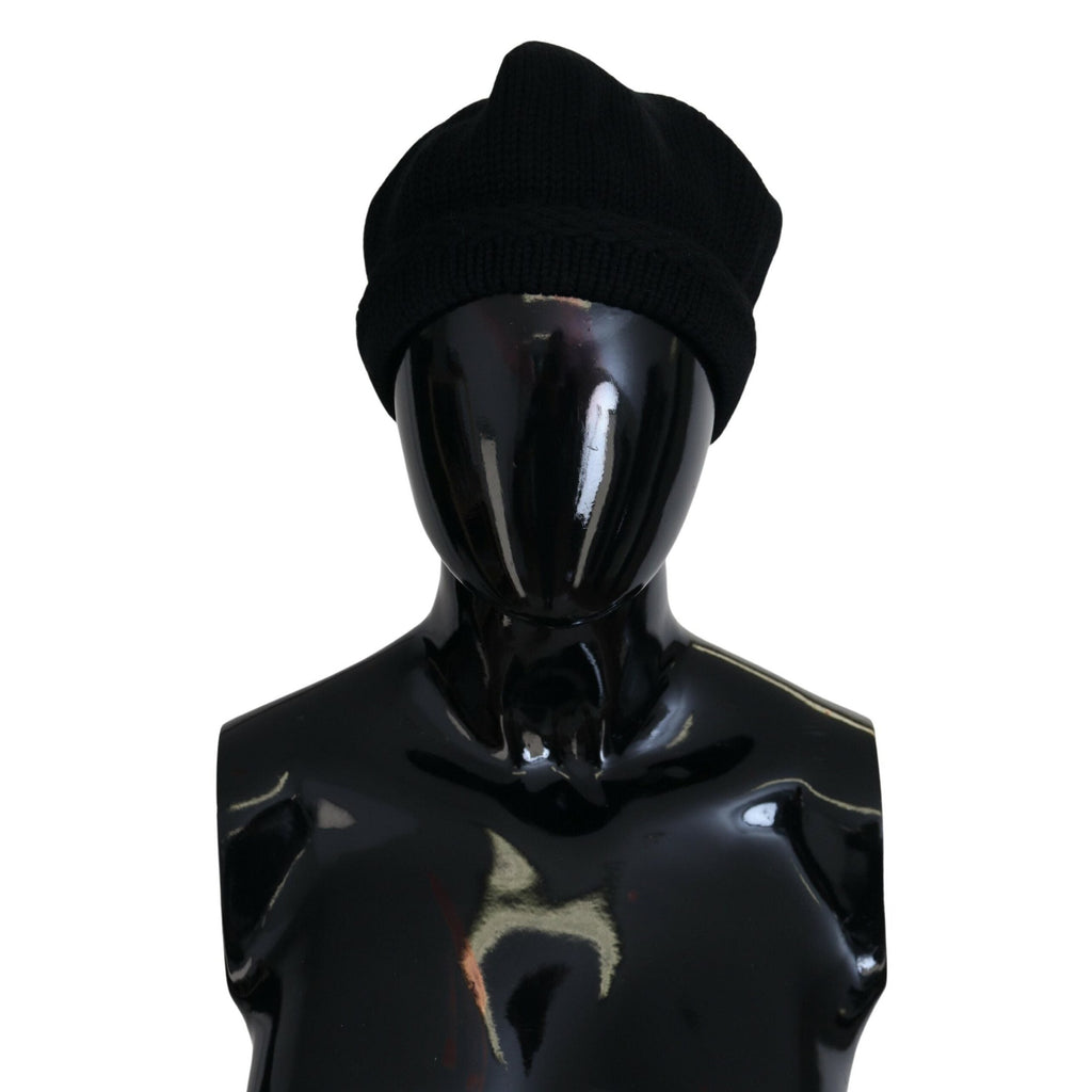 Dolce & Gabbana Black Virgin Wool Women Winter Beanie Cap Hat Dolce & Gabbana