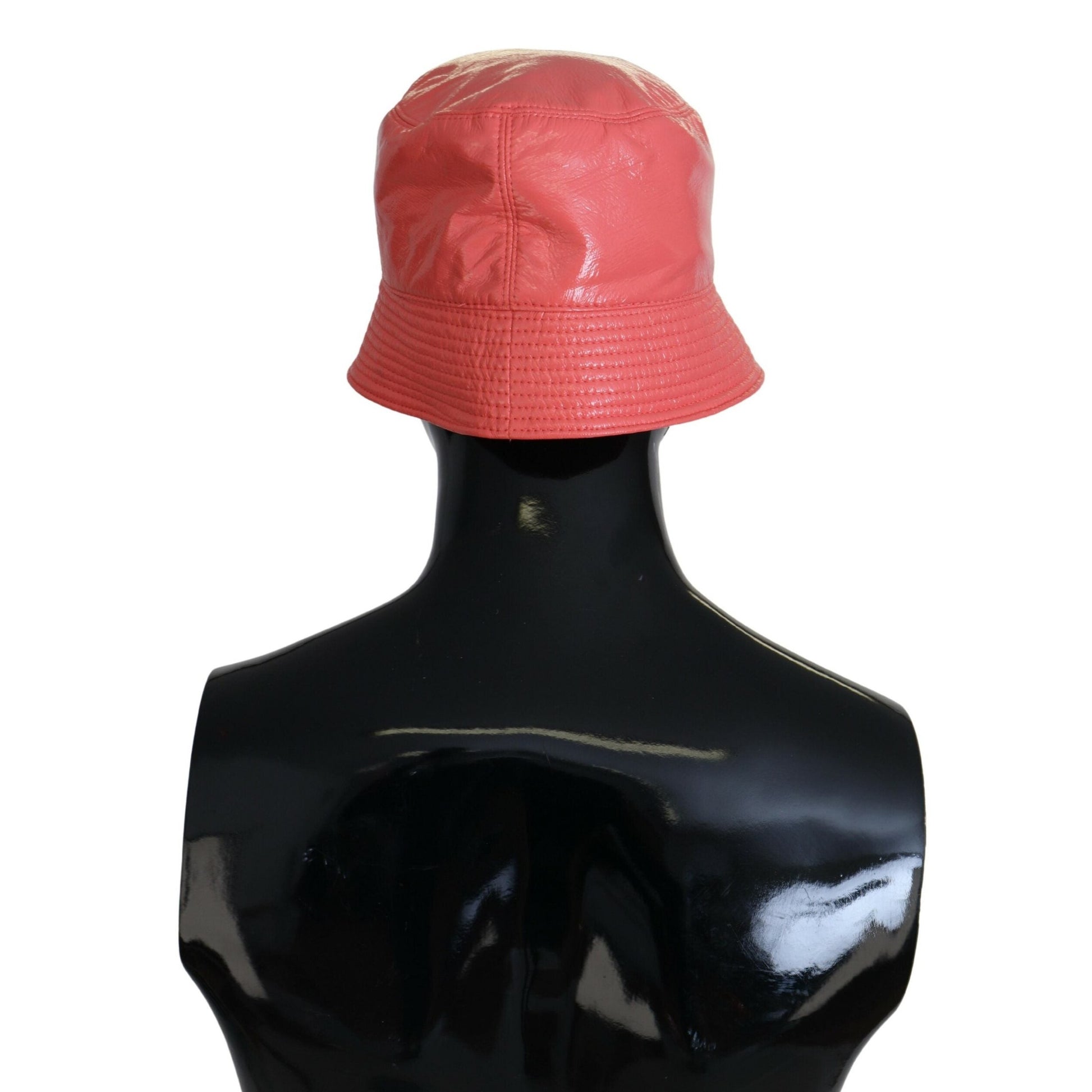 Dolce & Gabbana Peach Quilted Faux Leather Women Bucket Cap Hat