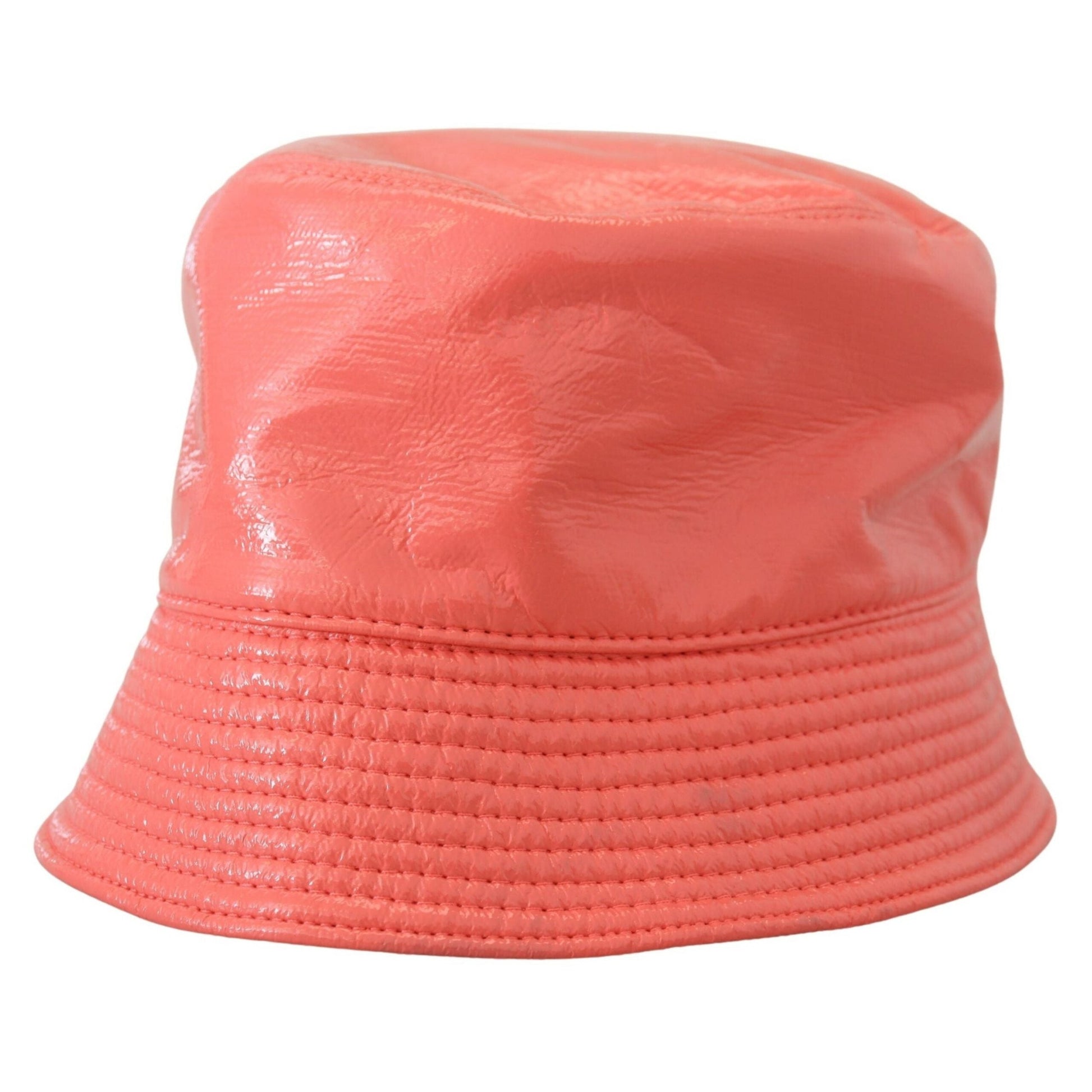 Dolce & Gabbana Peach Quilted Faux Leather Women Bucket Cap Hat