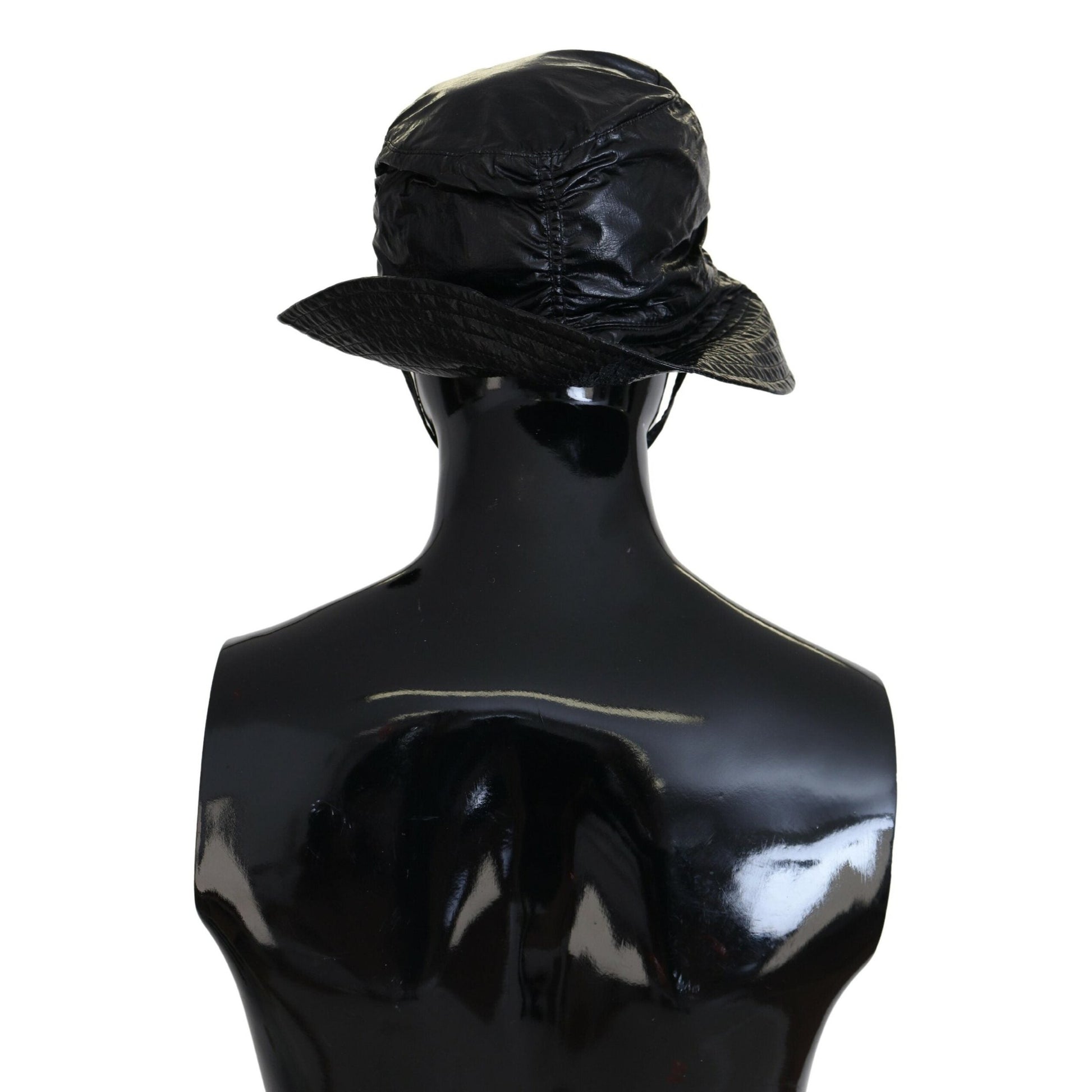 Dolce & Gabbana Black Quilted Faux Leather Women Bucket Cap Hat Dolce & Gabbana
