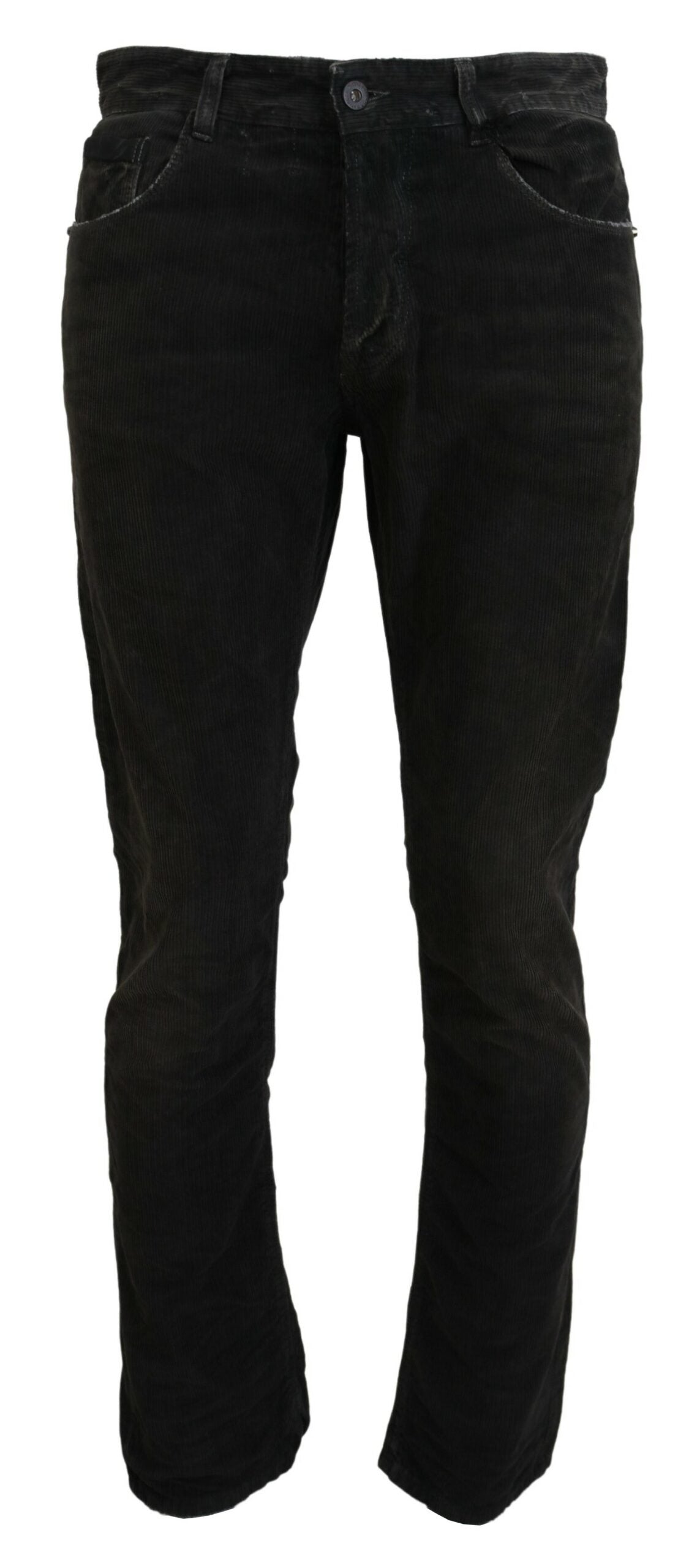 Costume National Gray Cotton Corduroy Men Casual Jeans Costume National