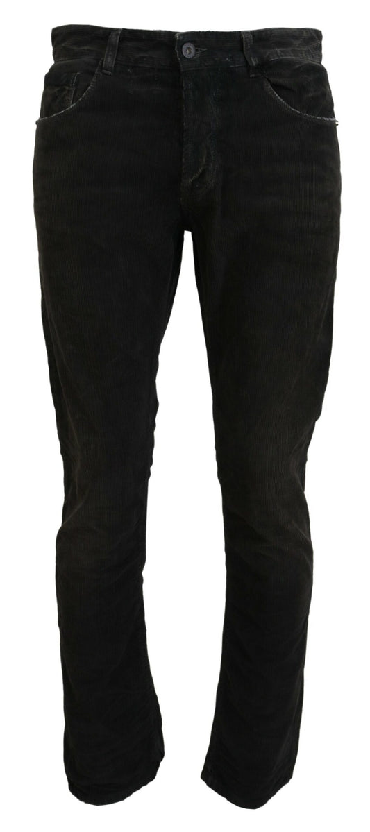 Costume National Gray Cotton Corduroy Men Casual Jeans Costume National