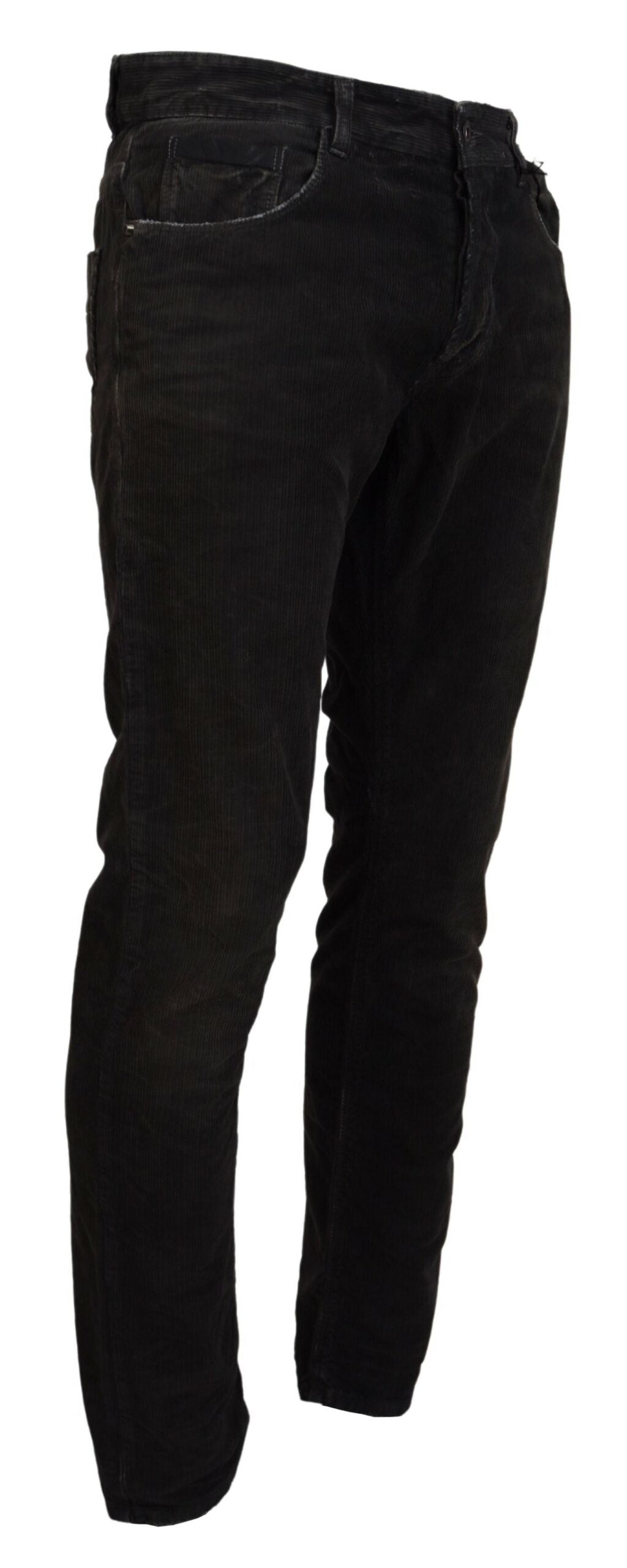 Costume National Gray Cotton Corduroy Men Casual Jeans Costume National