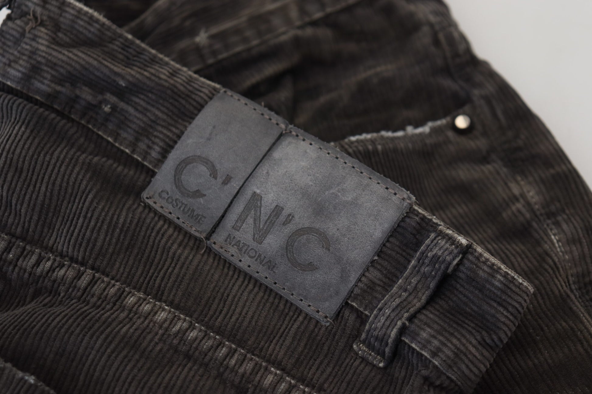 Costume National Gray Cotton Corduroy Men Casual Jeans Costume National