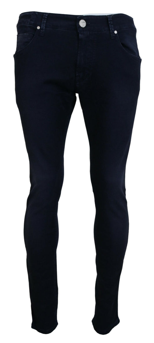 Acht Blue Cotton Tapered Slim Fit Men Casual Denim Jeans Acht