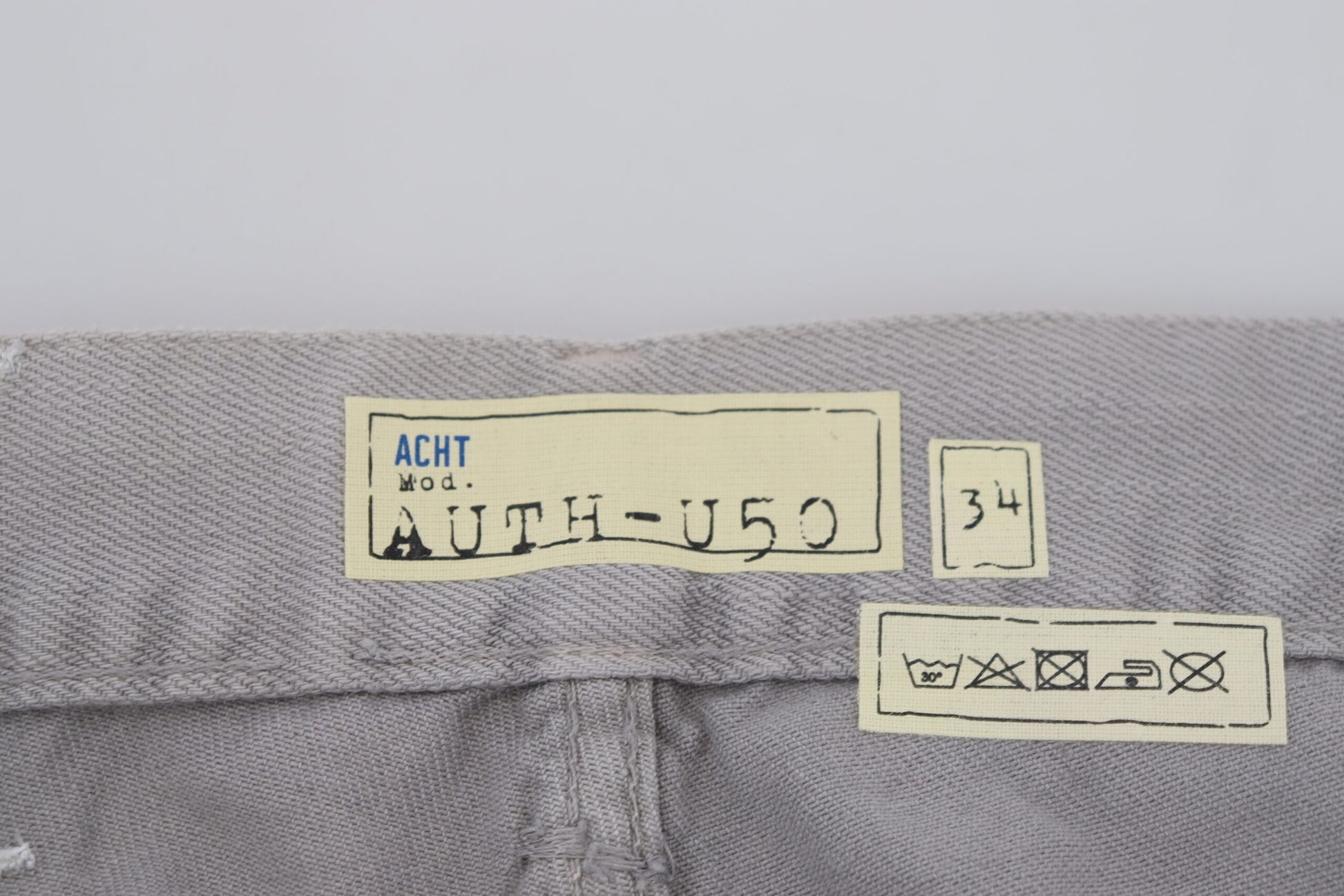 Acht Gray Cotton Straight Fit Folded Hem Casual Denim Jeans Acht