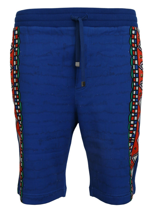 Dolce & Gabbana Blue Cotton Printed Bermuda Shorts Dolce & Gabbana