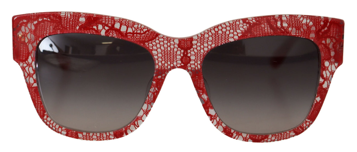 Dolce & Gabbana Red DG4231F Lace Acetate Rectangle Shades Sunglasses Dolce & Gabbana