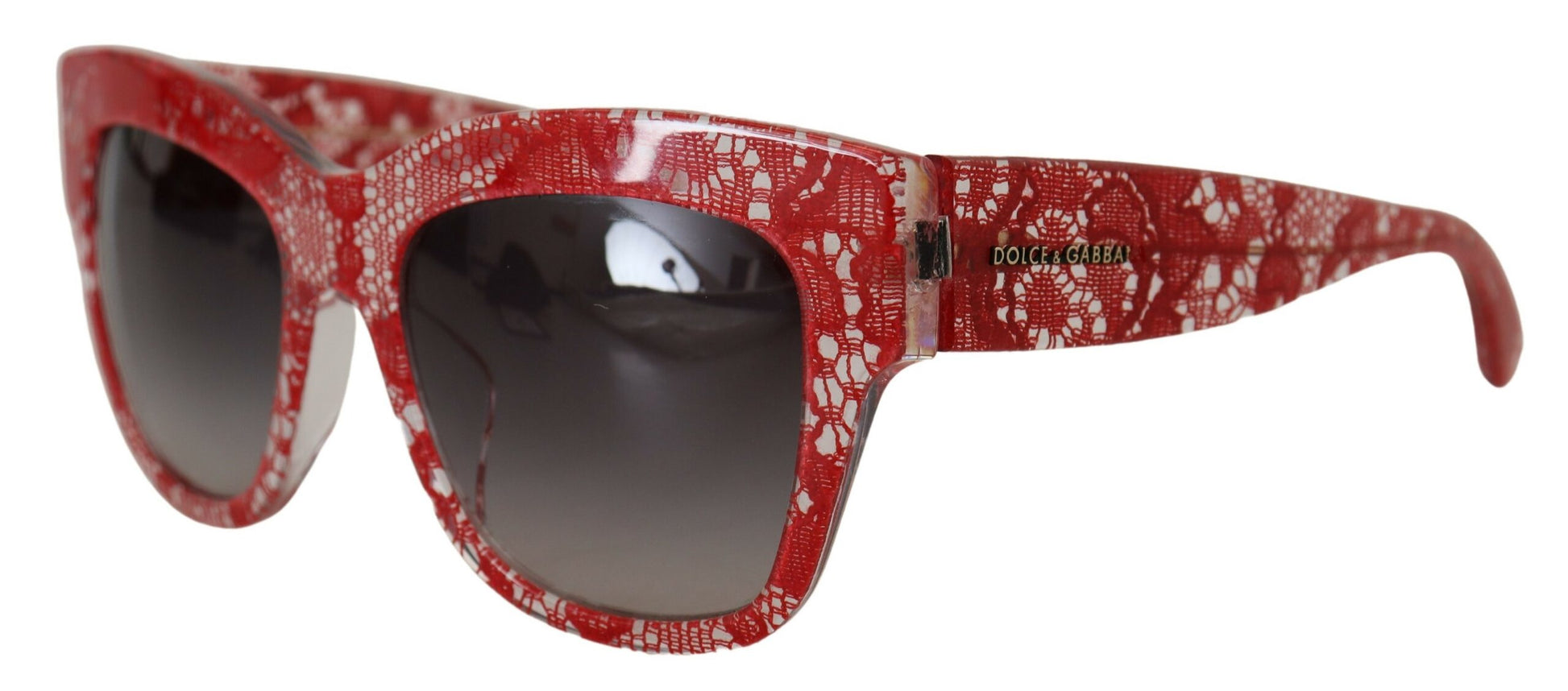 Dolce & Gabbana Red DG4231F Lace Acetate Rectangle Shades Sunglasses Dolce & Gabbana