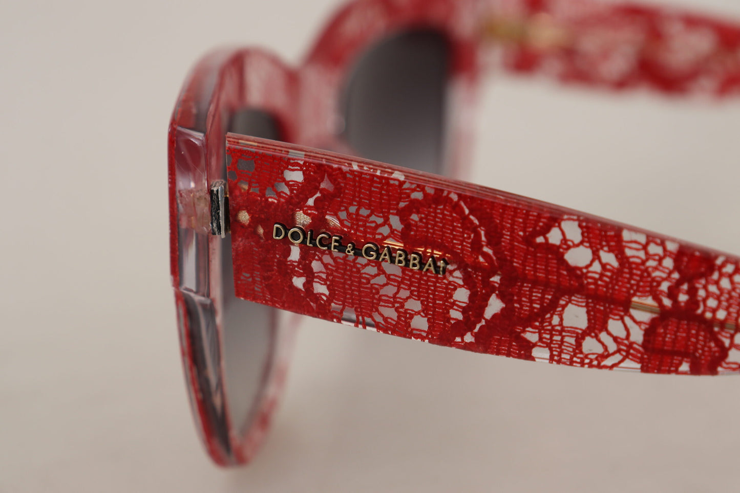 Dolce & Gabbana Red DG4231F Lace Acetate Rectangle Shades Sunglasses Dolce & Gabbana