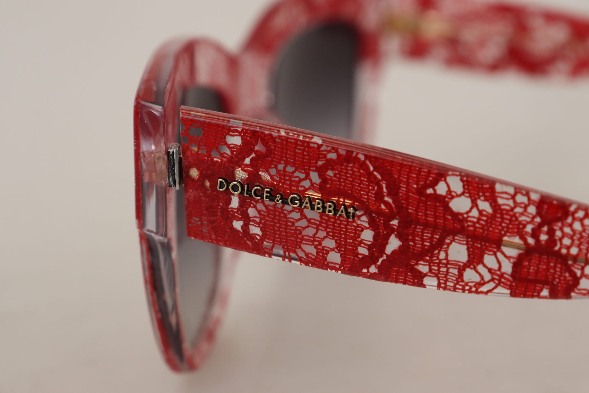 Dolce & Gabbana Red DG4231F Lace Acetate Rectangle Shades Sunglasses Dolce & Gabbana