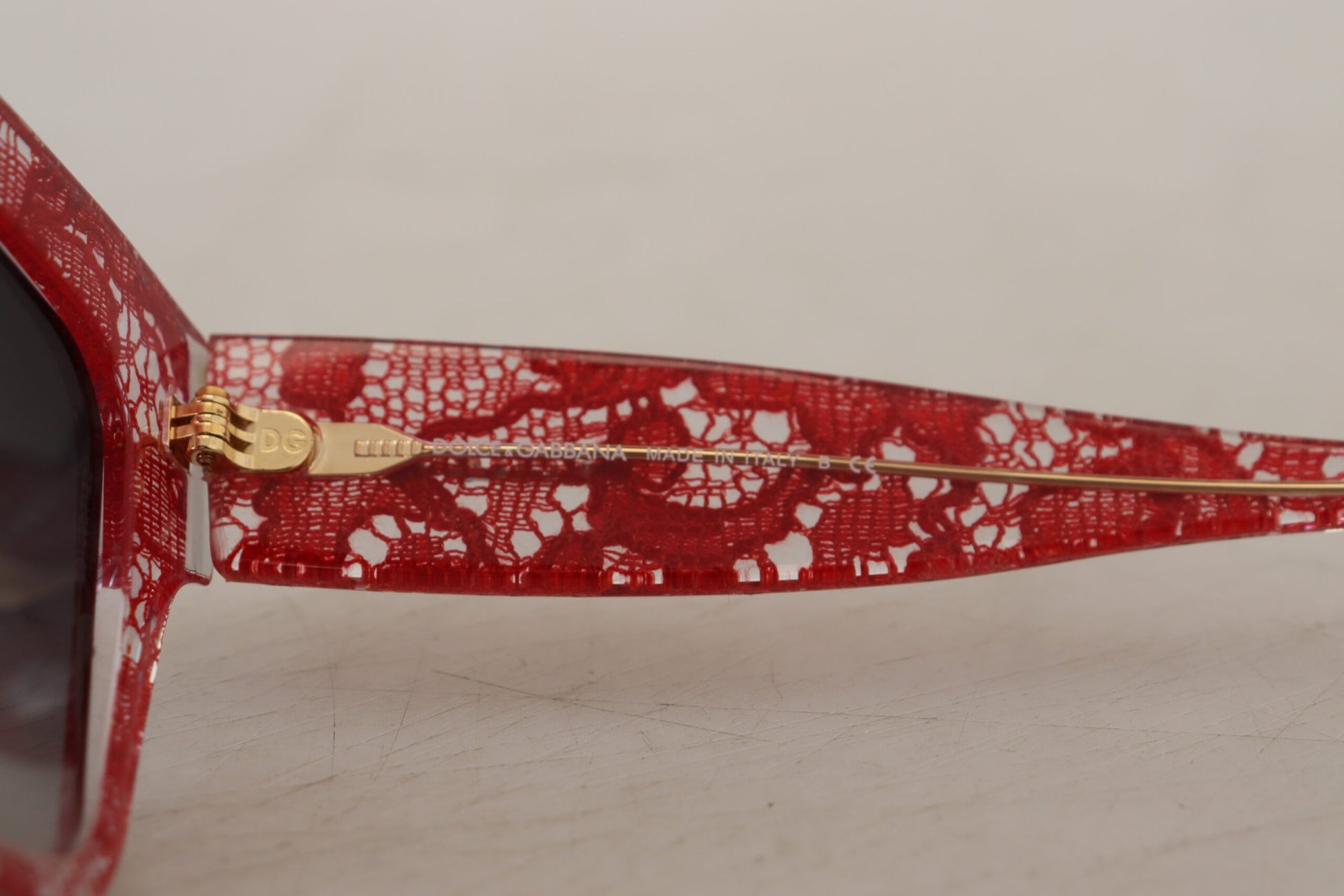 Dolce & Gabbana Red DG4231F Lace Acetate Rectangle Shades Sunglasses Dolce & Gabbana