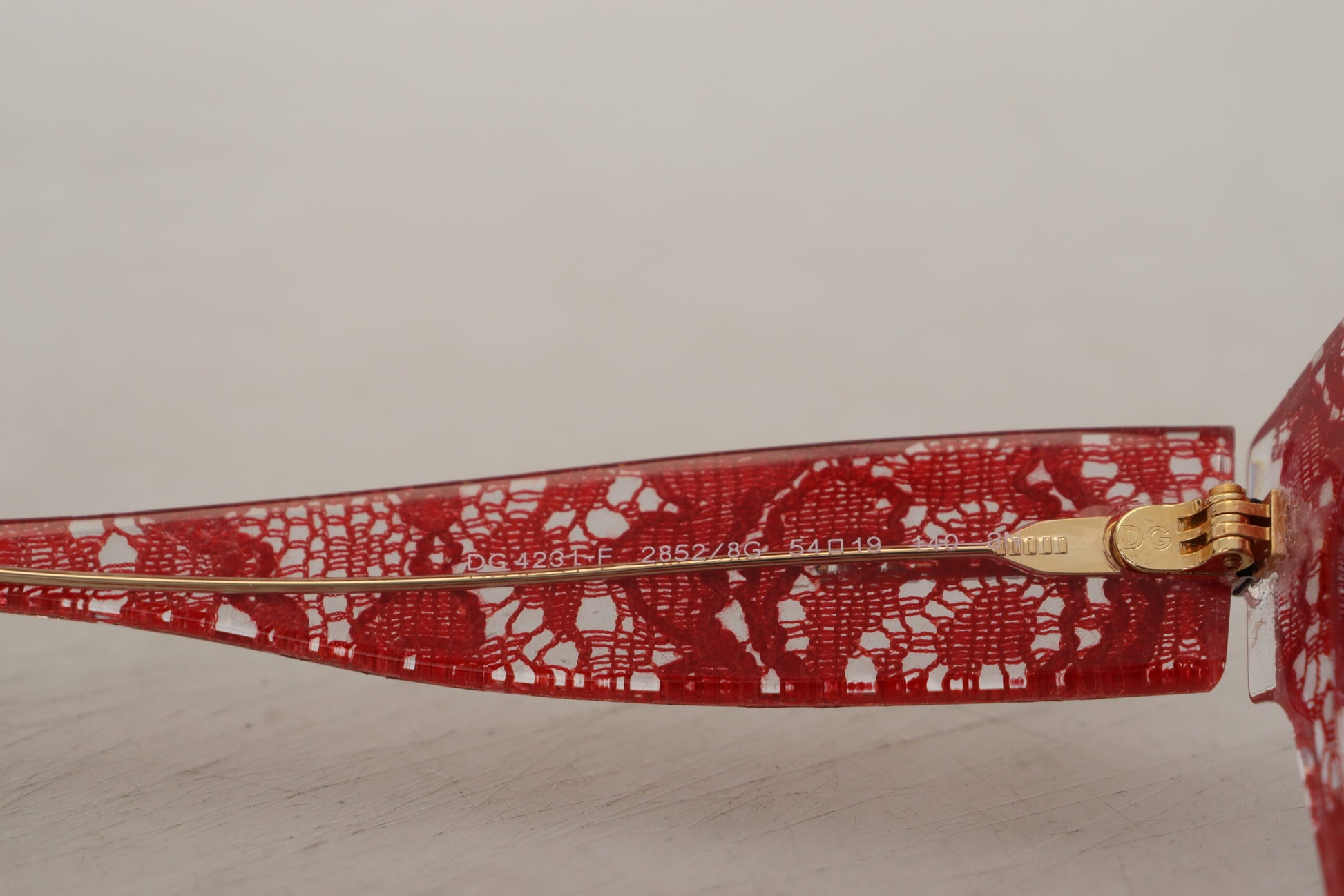 Dolce & Gabbana Red DG4231F Lace Acetate Rectangle Shades Sunglasses Dolce & Gabbana