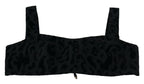 Dolce & Gabbana black leopard print cropped bustier corset bra top with structured design and adjustable straps.