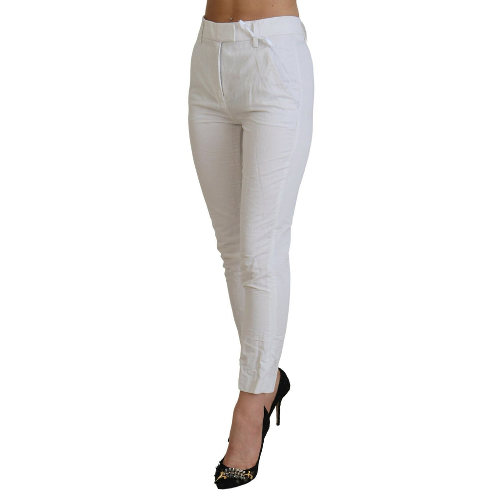 Dondup White High Waist Tapered Women Pants