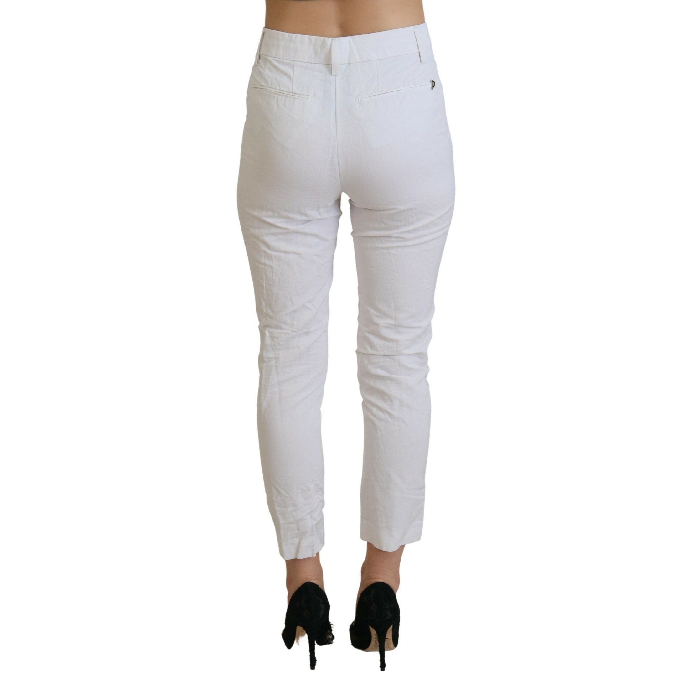 Dondup White High Waist Tapered Women Pants