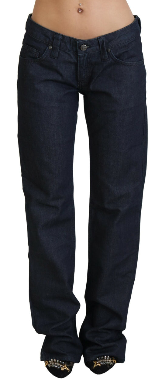 Exte Dark Blue Low Waist Straight Fit Women Denim Jeans Exte
