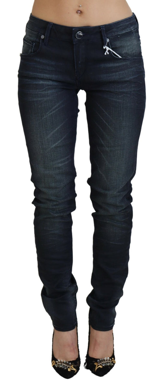 Acht Blue Washed Low Waist Slim Fit Cotton Denim Jeans Acht
