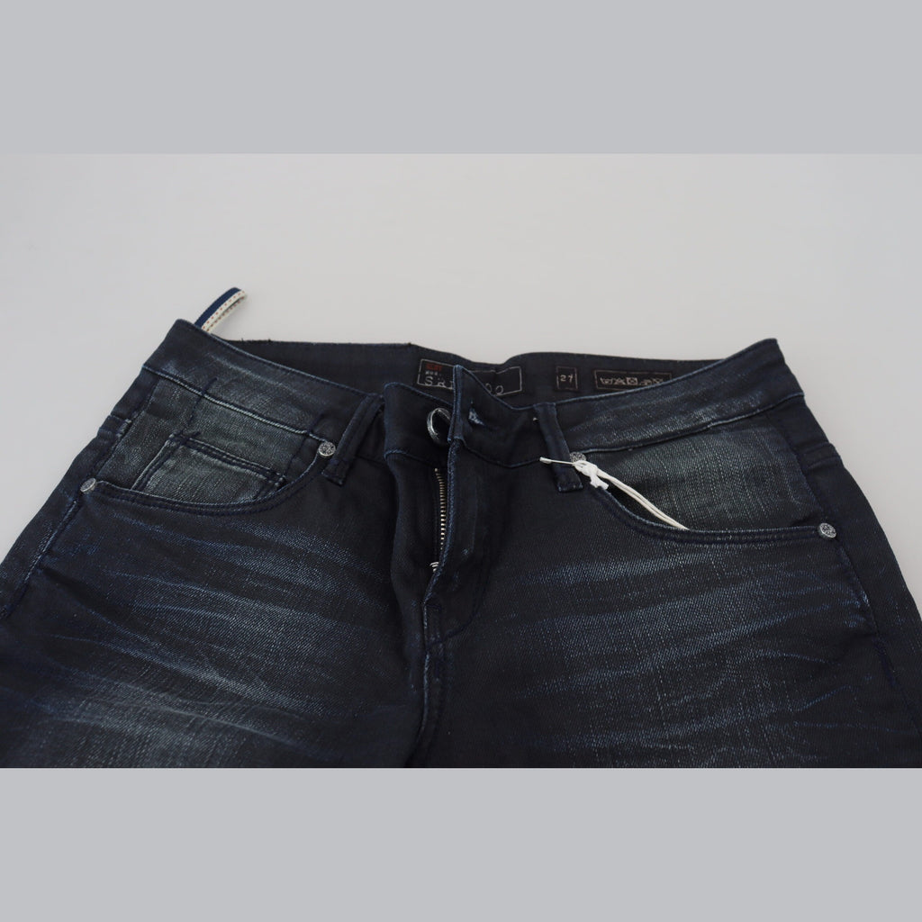 Acht Blue Washed Low Waist Slim Fit Cotton Denim Jeans