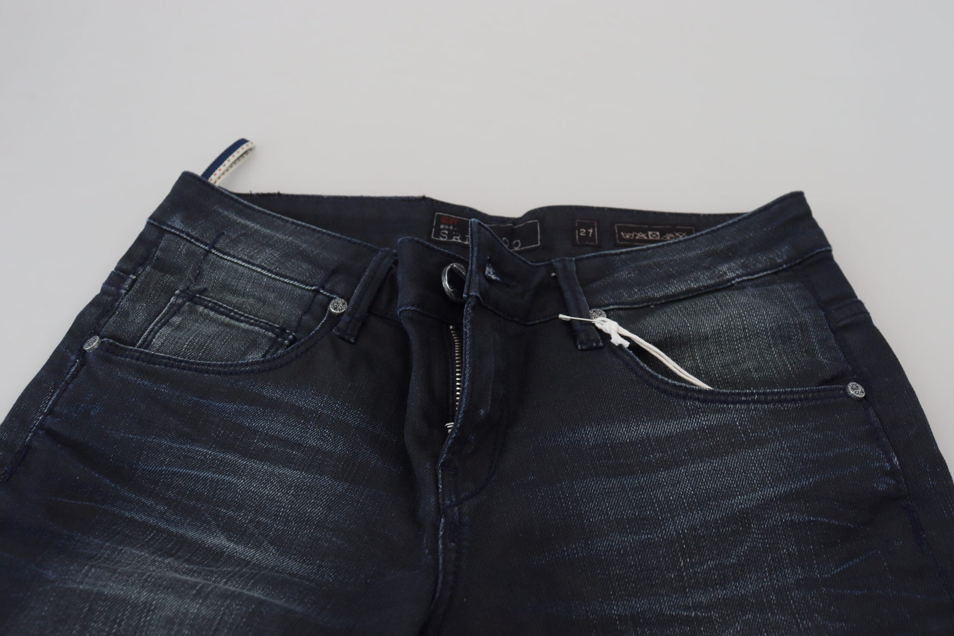 Acht Blue Washed Low Waist Slim Fit Cotton Denim Jeans Acht