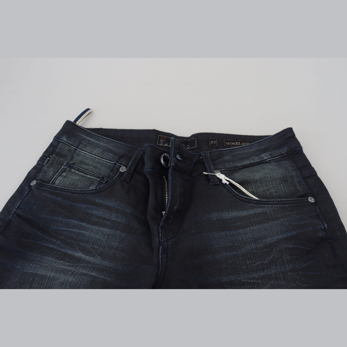 Acht Blue Washed Low Waist Slim Fit Cotton Denim Jeans