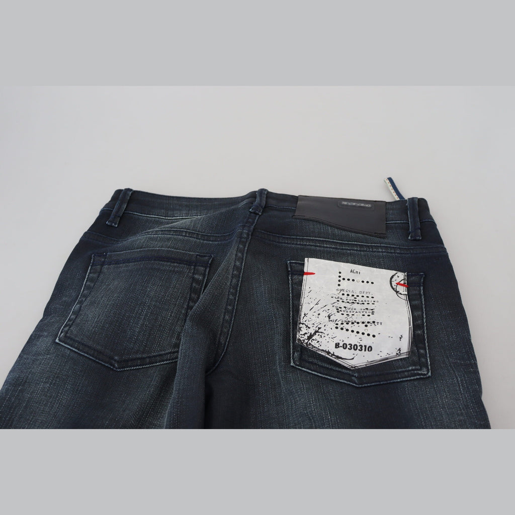 Acht Blue Washed Low Waist Slim Fit Cotton Denim Jeans