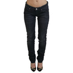 Acht Black Washed Low Waist Slim Fit Cotton Denim Jeans