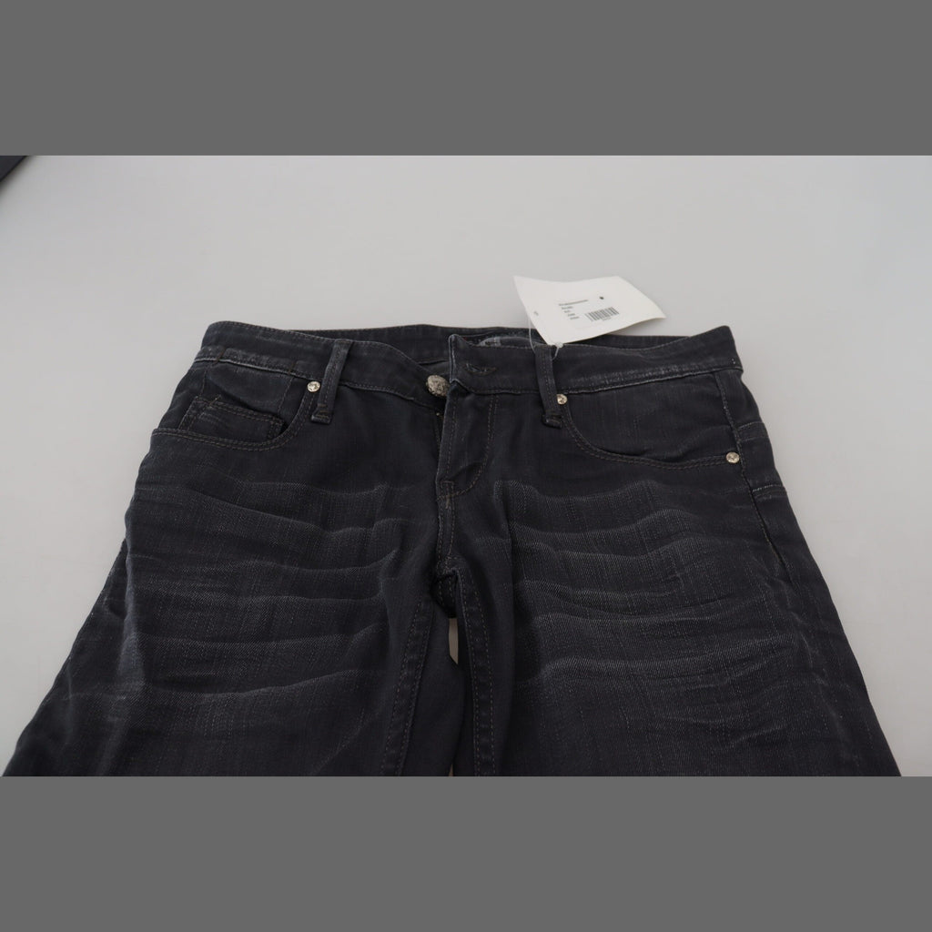 Acht Black Washed Low Waist Slim Fit Cotton Denim Jeans