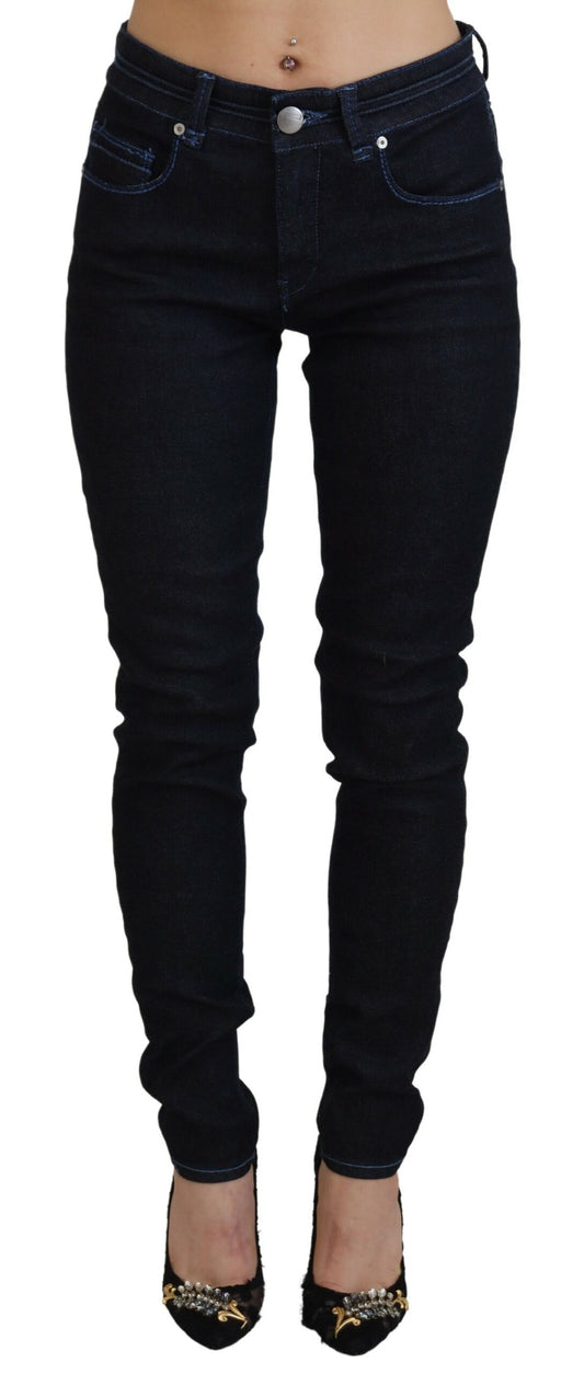Acht Dark Blue Low Waist Slim Fit Women Denim Jeans Acht