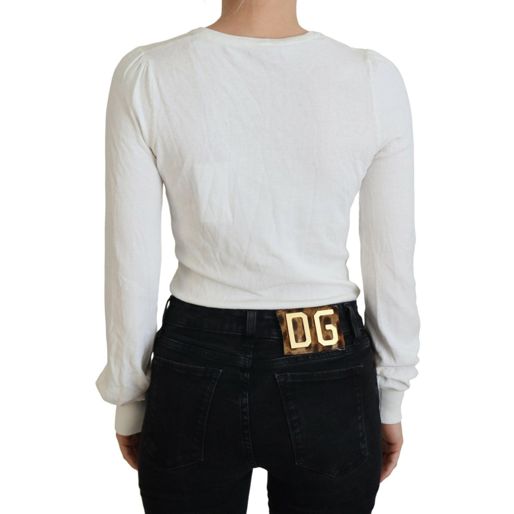 Patrizia Pepe Ivory V-Neck Long Sleeves Women Blouse Top