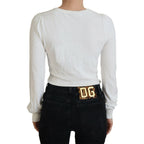 Patrizia Pepe Ivory V-Neck Long Sleeves Women Blouse Top