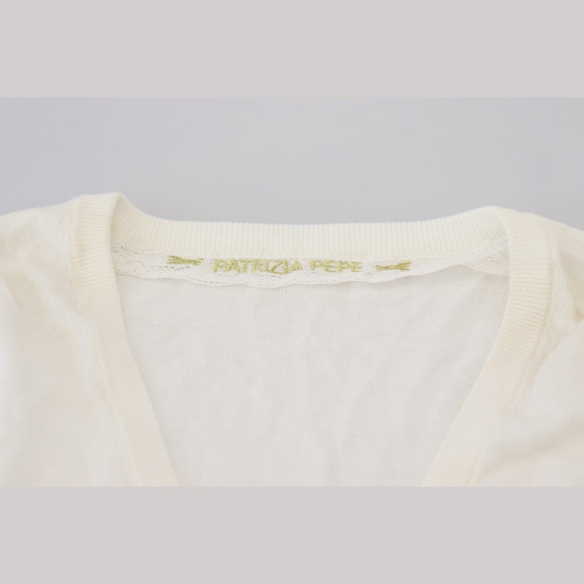 Patrizia Pepe Ivory V-Neck Long Sleeves Women Blouse Top