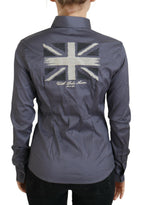 U.S. POLO ASSN. Gray Printed Long Sleeves Collared Top