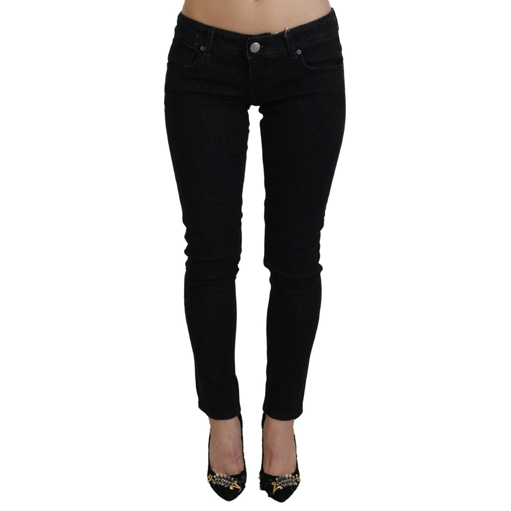 Acht Black Low Waist Slim Fit Cotton Denim Jeans