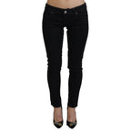 Acht Black Low Waist Slim Fit Cotton Denim Jeans