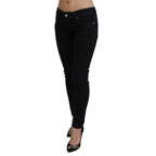 Acht Black Low Waist Slim Fit Cotton Denim Jeans