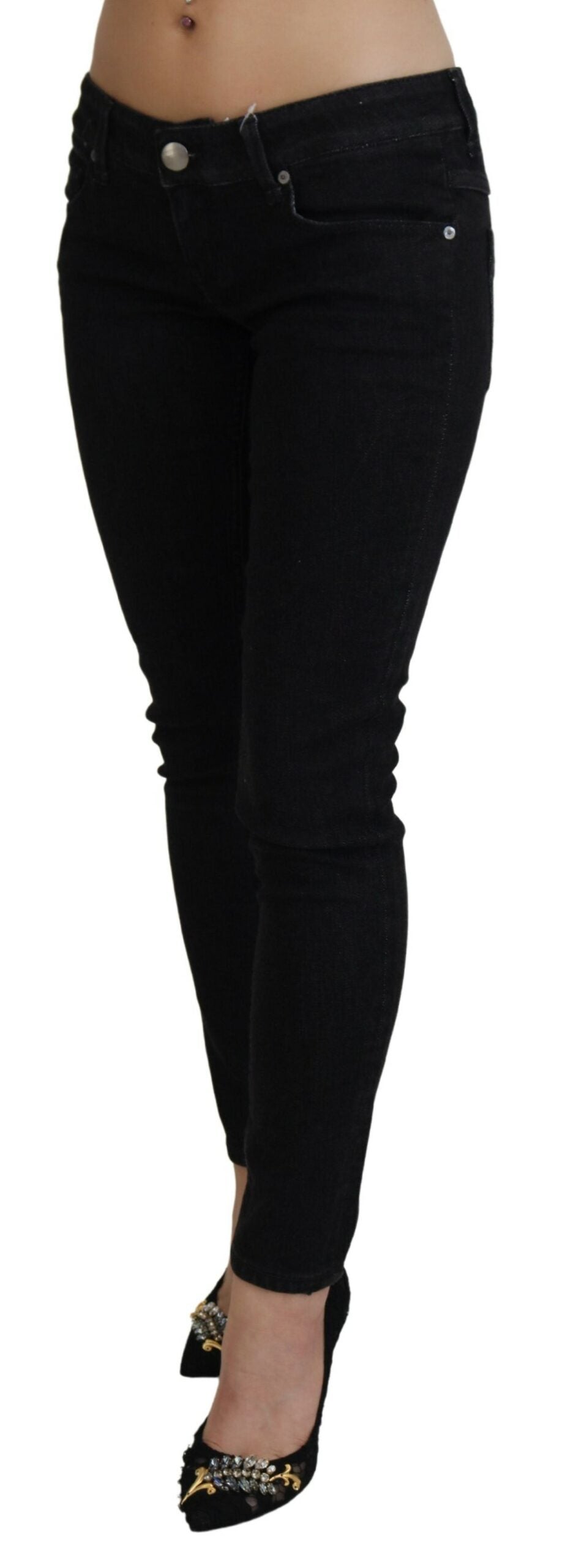 Acht Black Low Waist Slim Fit Cotton Denim Jeans Acht