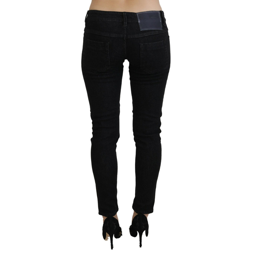 Acht Black Low Waist Slim Fit Cotton Denim Jeans
