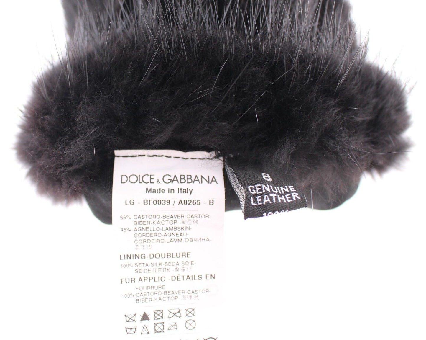 Dolce & Gabbana Black Beaver Fur Lambskin Leather Elbow Gloves Dolce & Gabbana