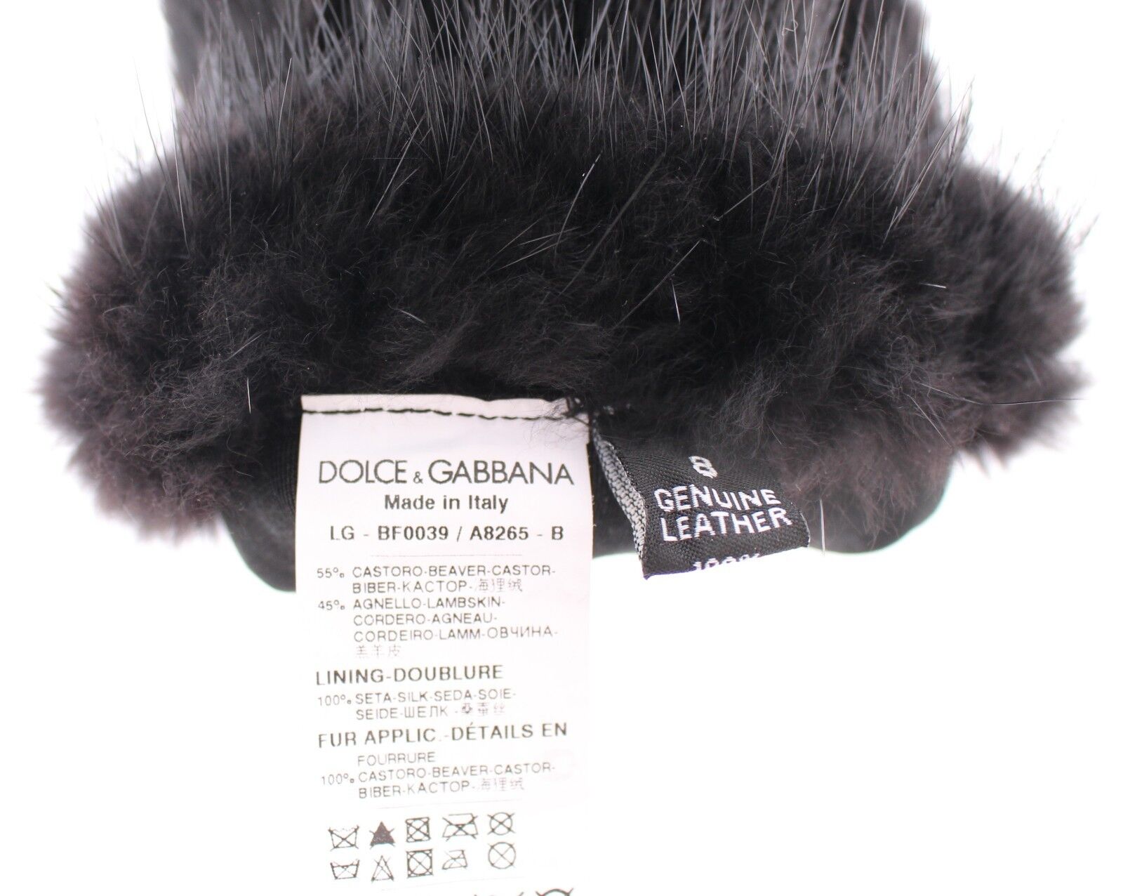 Dolce & Gabbana Black Beaver Fur Lambskin Leather Elbow Gloves Dolce & Gabbana