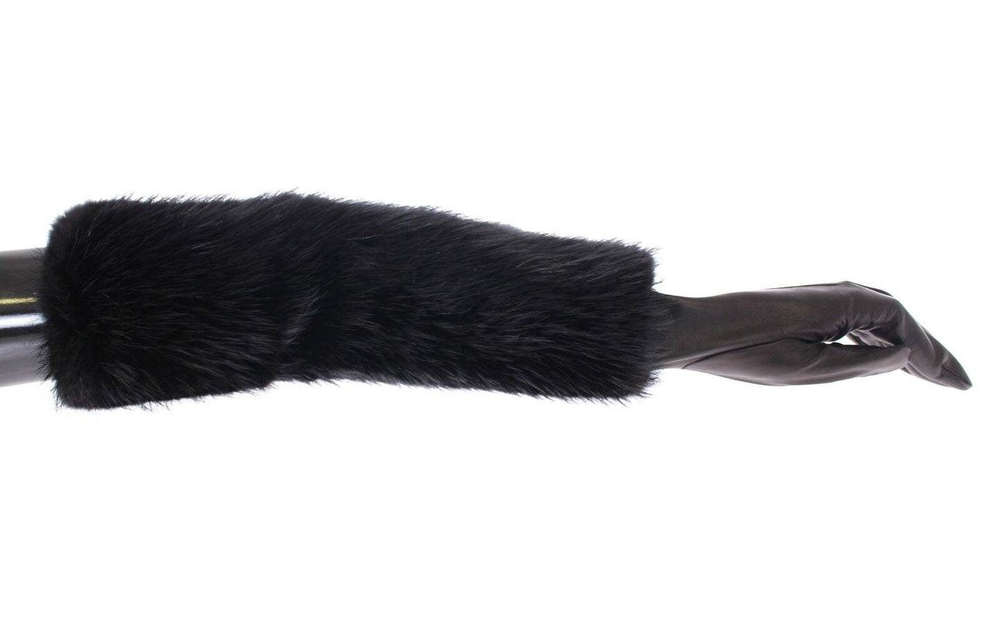 Dolce & Gabbana Black Beaver Fur Lambskin Leather Elbow Gloves Dolce & Gabbana