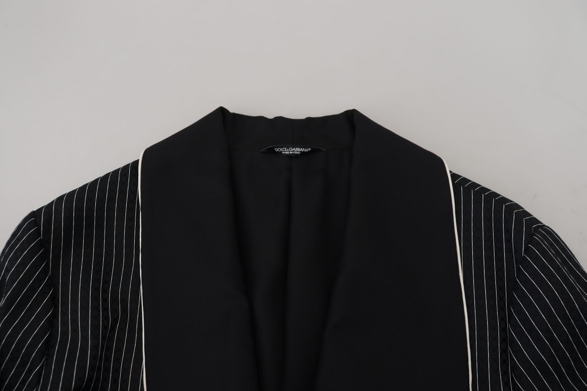 Dolce & Gabbana Black Robe Striped DG Patch Jacket Men Blazer Dolce & Gabbana