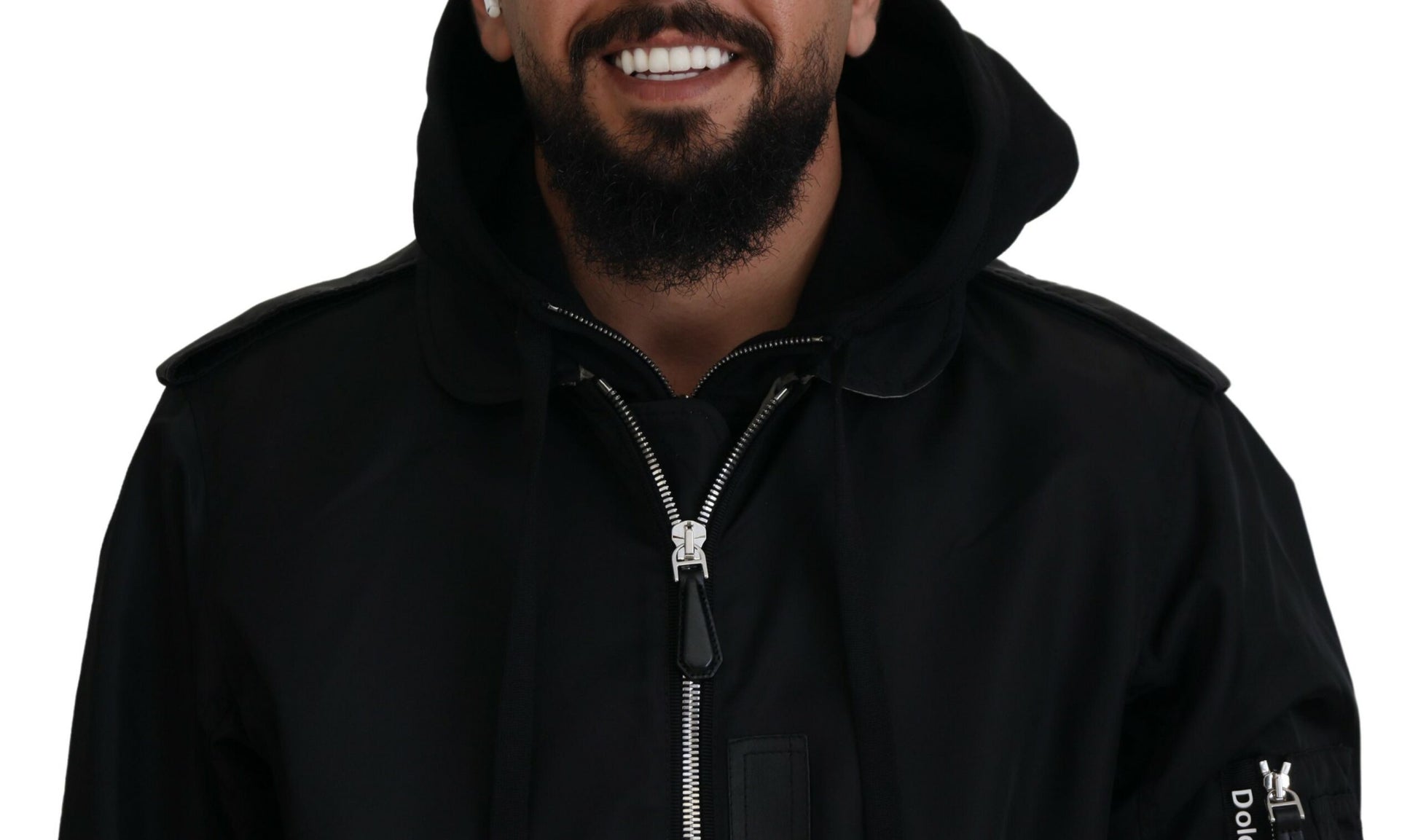 Dolce & Gabbana Black Nylon Hooded Full Zip Men Coat Jacket Dolce & Gabbana