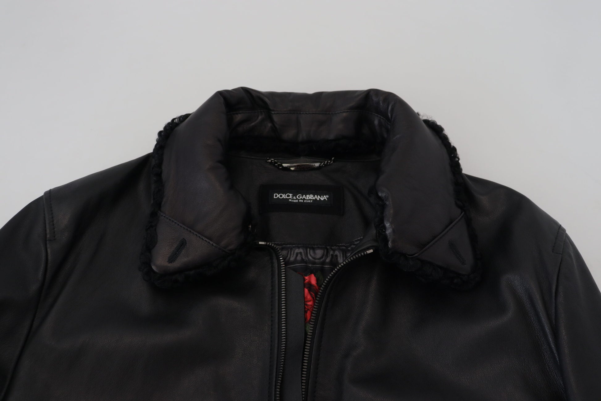 Dolce & Gabbana Black Lamb Leather Collared Men Coat Jacket Dolce & Gabbana