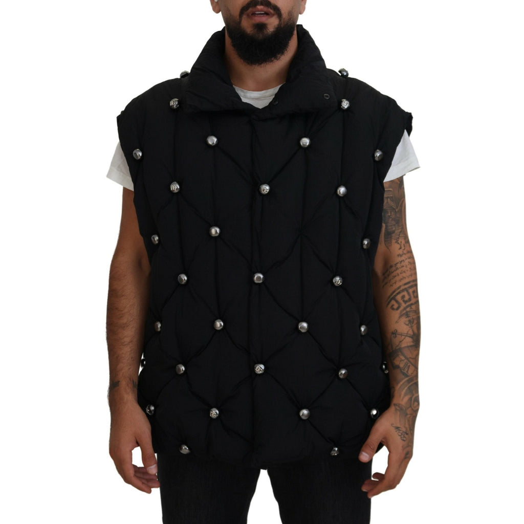 Dolce & Gabbana Black Sleeveless DG Metal Embellishment Jacket