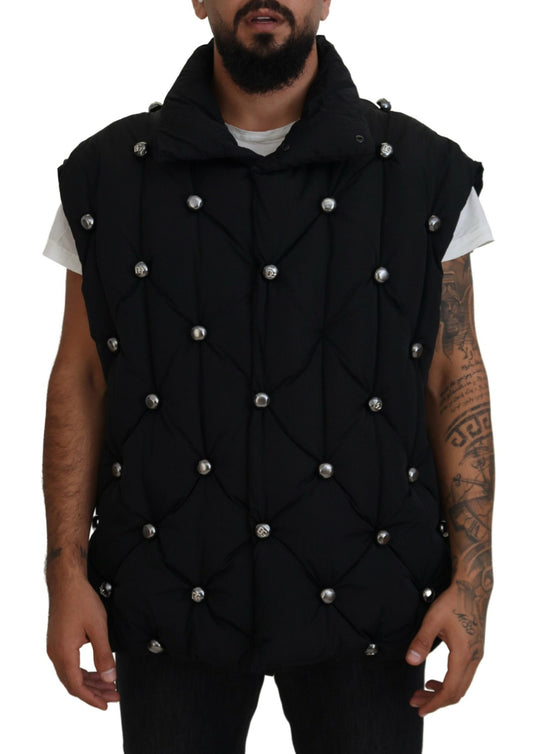 Dolce & Gabbana Black Sleeveless DG Metal Embellishment Jacket Dolce & Gabbana