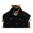 Dolce & Gabbana Black Sleeveless DG Metal Embellishment Jacket