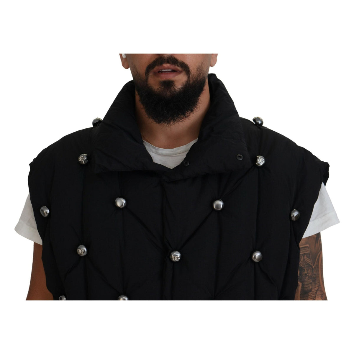 Dolce & Gabbana Black Sleeveless DG Metal Embellishment Jacket