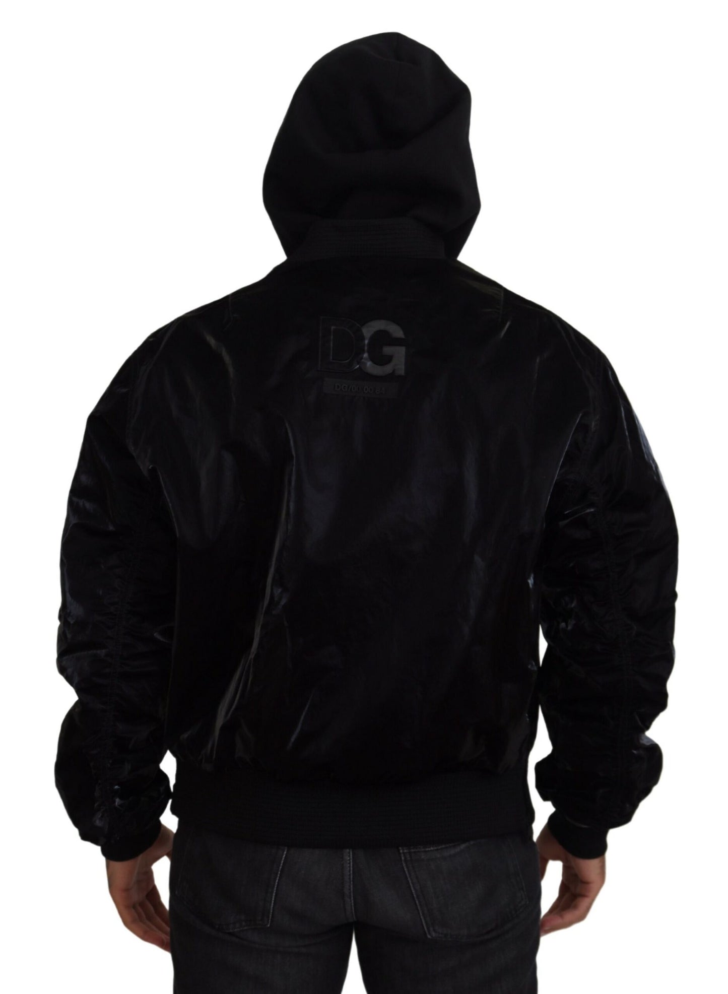 Dolce & Gabbana Black Nylon Hooded Full Zip Bomber Jacket Dolce & Gabbana