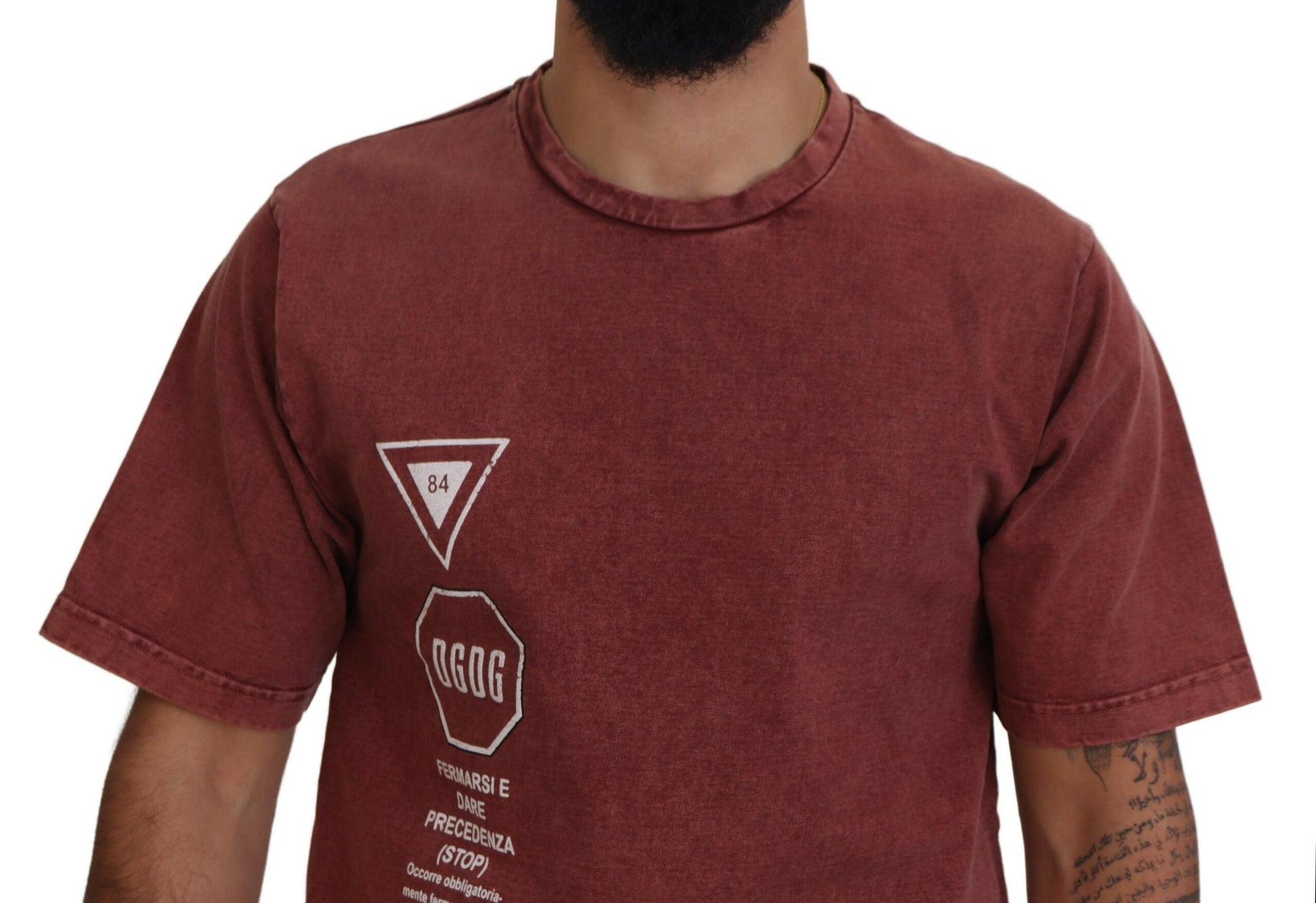Dolce & Gabbana Maroon Print Round Neck Short Sleeves T-shirt Dolce & Gabbana